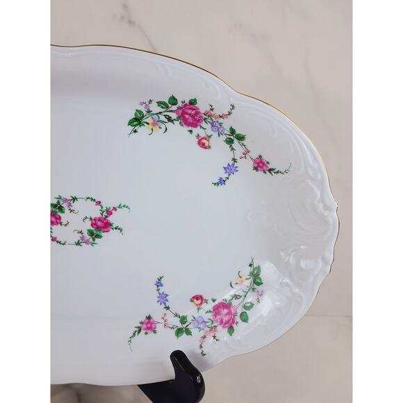 Royal Kent Poland Serving Oval Platter 13" Round Salad Bowl 9" Porcelain x2 Vtg - Picture 5 of 15